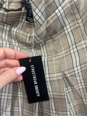 Streetwear Society Plaid Skirt in Beige and Black